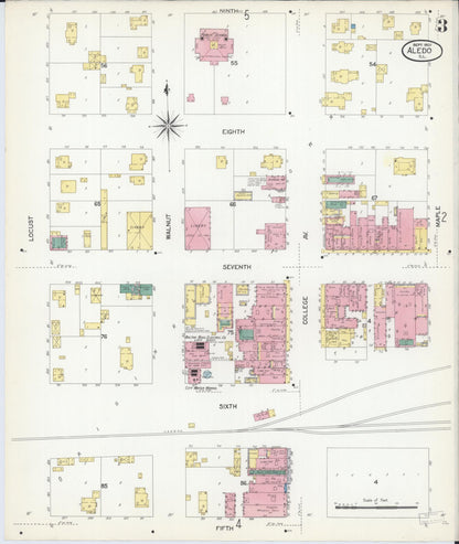 Sanborn Fire Insurance Map from Aledo, Mercer County, Illinois (1907), Sheet #0003 - Complete Map Set gallery image, historic Sanborn map, vintage wall art, Illinois Illinois