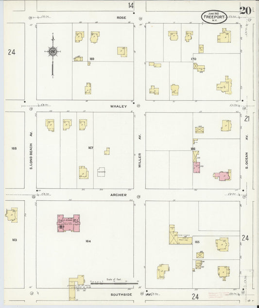Sanborn Fire Insurance Map from Freeport, Nassau County, New York (1910), Sheet #0020 - Historic Sanborn Fire Insurance Map Print, vintage old map wall art, antique decor, genealogy gift, New York New York map