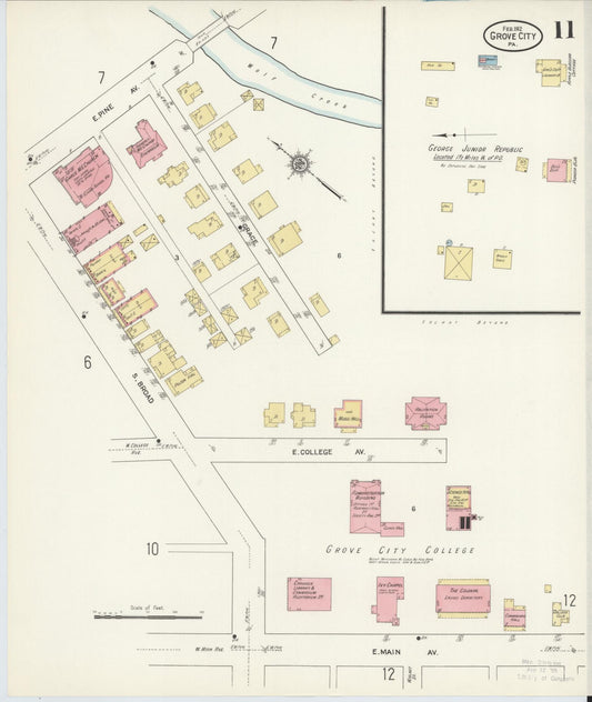 Sanborn Fire Insurance Map from Grove City, Mercer County, Pennsylvania (1912), Sheet #0011 - Historic Sanborn Fire Insurance Map Print, vintage old map wall art, antique decor, genealogy gift, Pennsylvania Pennsylvania map