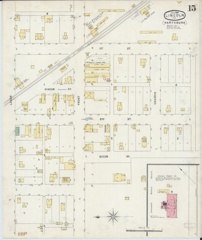 Sanborn Fire Insurance Map from Lincoln, Logan County, Illinois (1896), Sheet #0015 - Historic Sanborn Fire Insurance Map Print, vintage old map wall art, antique decor, genealogy gift, Illinois Illinois map