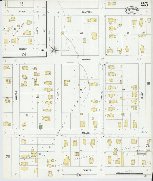 Sanborn Fire Insurance Map from Appleton, Outagamie County, Wisconsin (1901), Sheet #0025 - Historic Sanborn Fire Insurance Map Print, vintage old map wall art, antique decor, genealogy gift, Wisconsin Wisconsin map