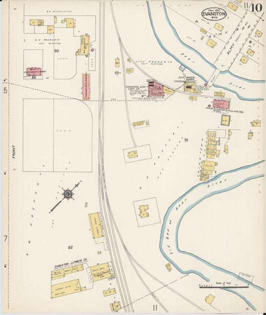 Sanborn Fire Insurance Map from Evanston, Uinta County, Wyoming (1912), Sheet #0010 - Historic Sanborn Fire Insurance Map Print, vintage old map wall art, antique decor, genealogy gift, Wyoming Wyoming map