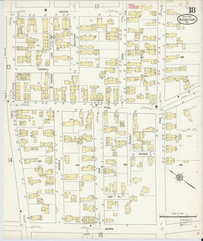 Sanborn Fire Insurance Map from Biddeford, York County, Maine (1912), Sheet #0018 - Complete Map Set gallery image, historic Sanborn map, vintage wall art, Maine Maine