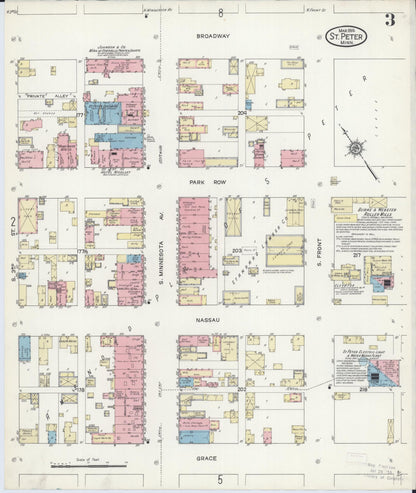 Sanborn Fire Insurance Map from Saint Peter, Nicollet County, Minnesota (1914), Sheet #0003 - Complete Map Set gallery image, historic Sanborn map, vintage wall art, Minnesota Minnesota