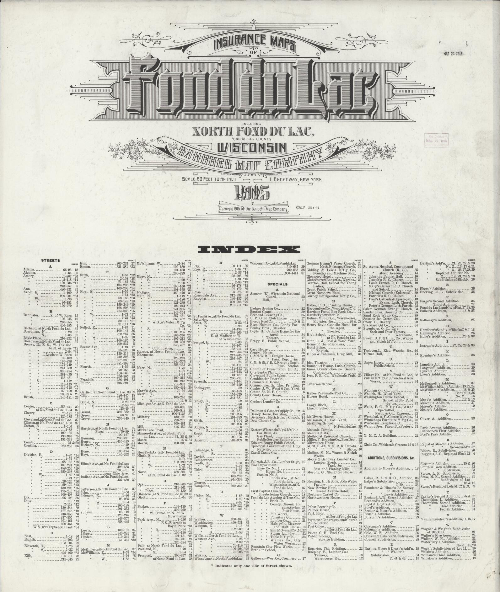 Fond du Lac, Fond du Lac County, Wisconsin (1915) – Sanborn Fire Insurance Map – Map View