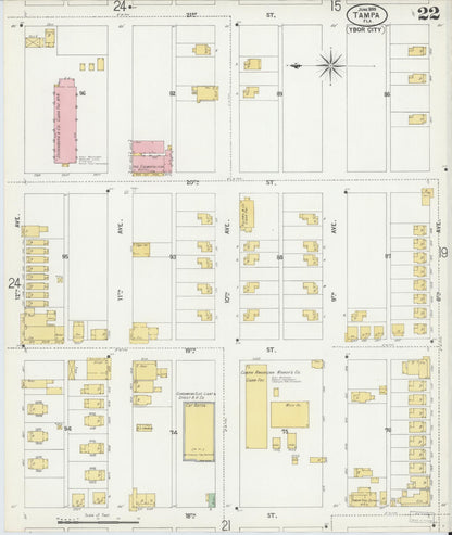Sanborn Fire Insurance Map from Tampa, Hillsborough County, Florida (1899), Sheet #0022 - Historic Sanborn Fire Insurance Map Print, vintage old map wall art, antique decor, genealogy gift, Florida Florida map