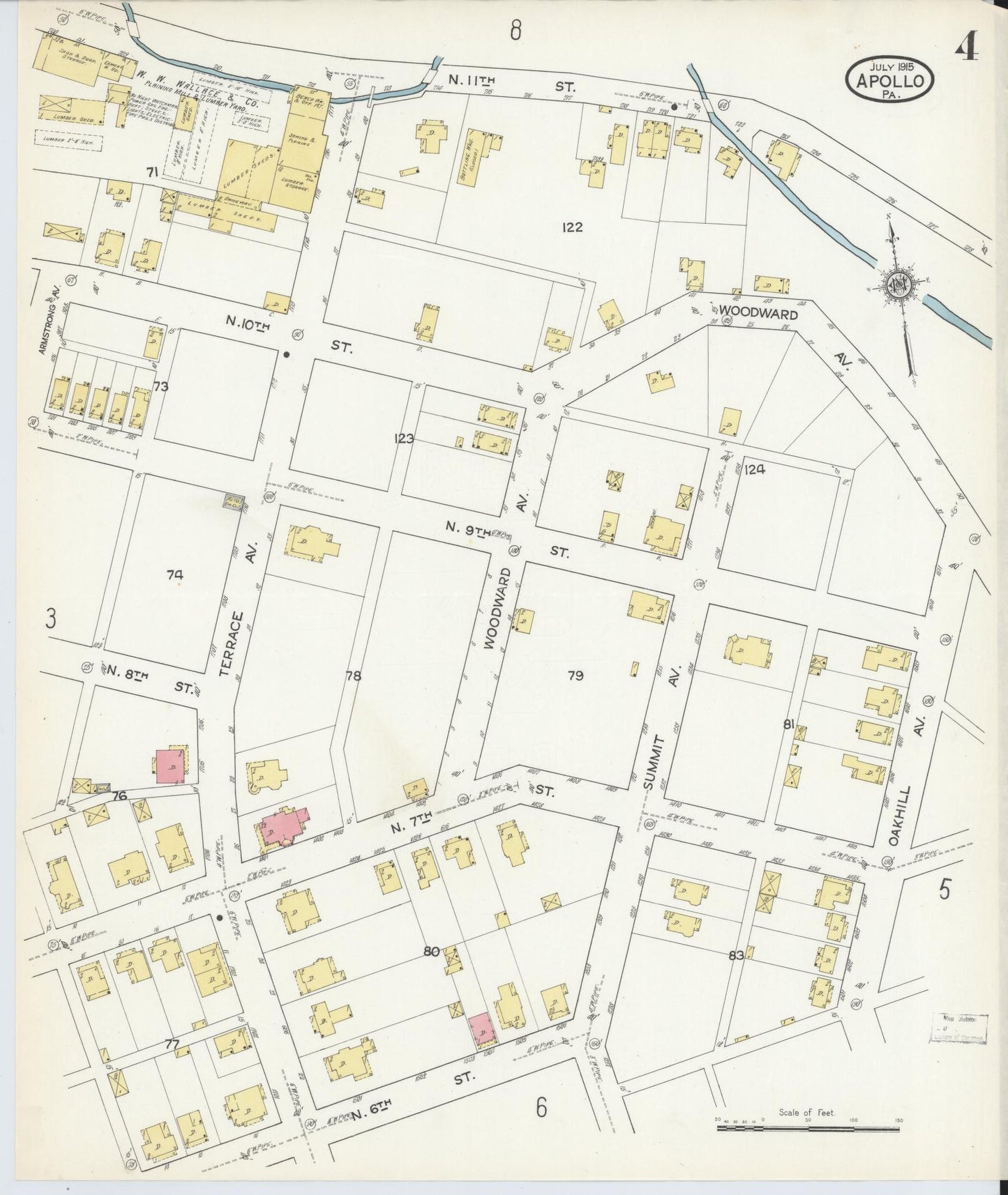 Sanborn Fire Insurance Map from Apollo, Armstrong County, Pennsylvania (1915), Sheet #0004 - Historic Sanborn Fire Insurance Map Print, vintage old map wall art, antique decor, genealogy gift, Pennsylvania Pennsylvania map