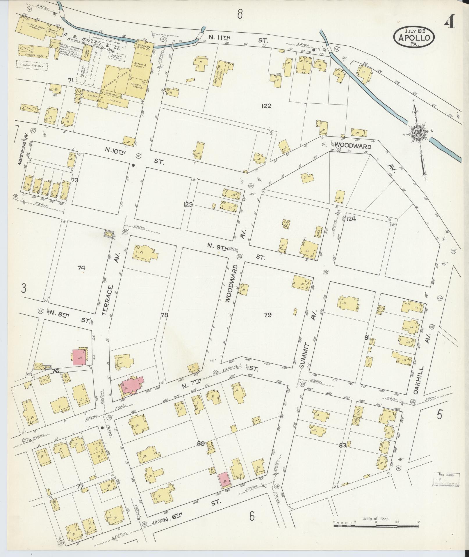 Sanborn Fire Insurance Map from Apollo, Armstrong County, Pennsylvania (1915), Sheet #0004 - Historic Sanborn Fire Insurance Map Print, vintage old map wall art, antique decor, genealogy gift, Pennsylvania Pennsylvania map