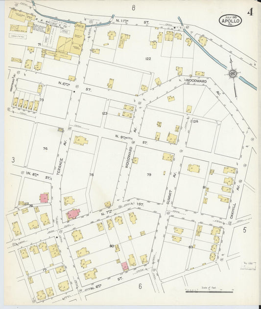 Sanborn Fire Insurance Map from Apollo, Armstrong County, Pennsylvania (1915), Sheet #0004 - Historic Sanborn Fire Insurance Map Print, vintage old map wall art, antique decor, genealogy gift, Pennsylvania Pennsylvania map