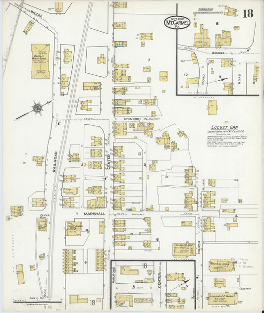 Sanborn Fire Insurance Map from Mount Carmel, Northumberland County, Pennsylvania (1920), Sheet #0018 - Historic Sanborn Fire Insurance Map Print, vintage old map wall art, antique decor, genealogy gift, Pennsylvania Pennsylvania map