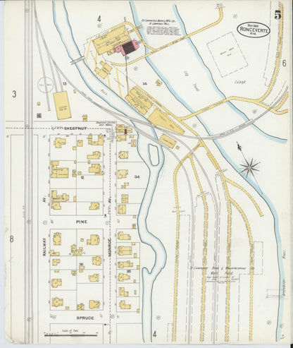 Sanborn Fire Insurance Map from Ronceverte, Greenbrier County, West Virginia (1905), Sheet #0005 - Complete Map Set gallery image, historic Sanborn map, vintage wall art, West Virginia West Virginia