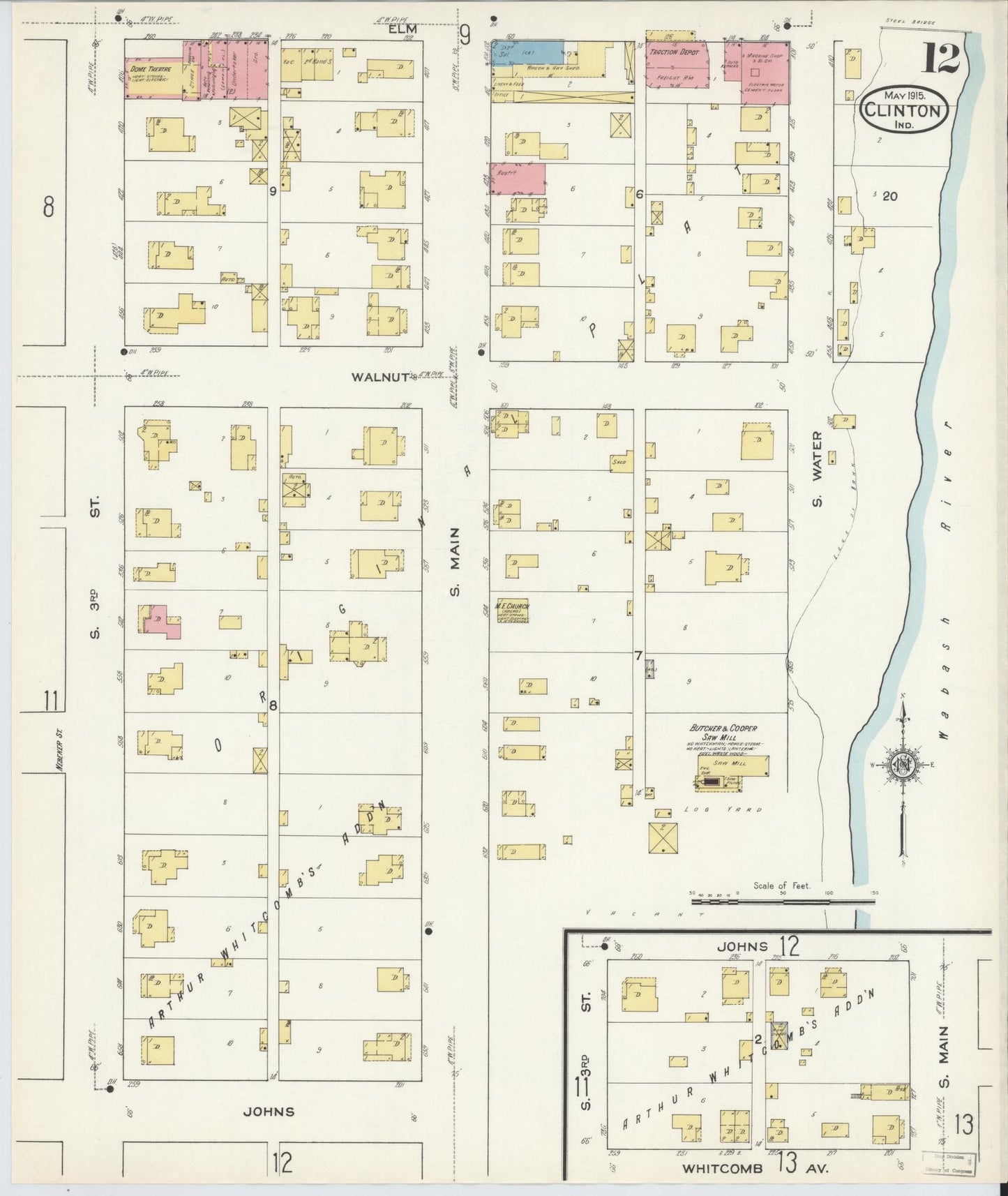 Sanborn Fire Insurance Map from Clinton, Vermillion County, Indiana (1915), Sheet #0012 - Complete Map Set gallery image, historic Sanborn map, vintage wall art, Indiana Indiana