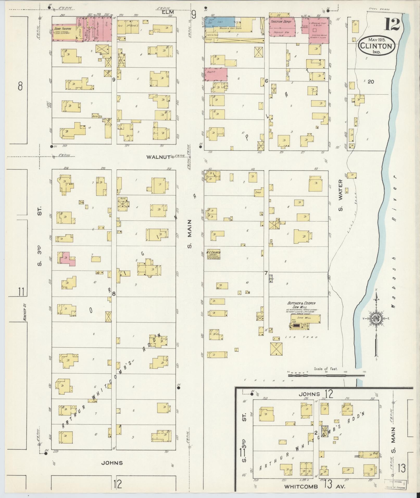Sanborn Fire Insurance Map from Clinton, Vermillion County, Indiana (1915), Sheet #0012 - Complete Map Set gallery image, historic Sanborn map, vintage wall art, Indiana Indiana