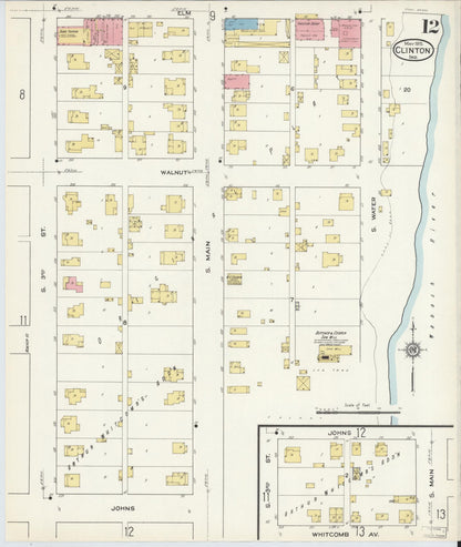 Sanborn Fire Insurance Map from Clinton, Vermillion County, Indiana (1915), Sheet #0012 - Complete Map Set gallery image, historic Sanborn map, vintage wall art, Indiana Indiana