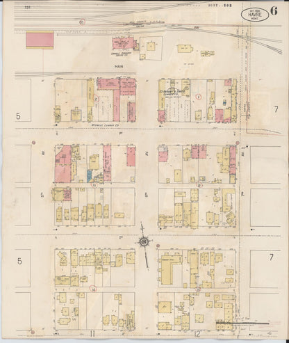Sanborn Fire Insurance Map from Havre, Hill County, Montana (1943), Sheet #0006 - Complete Map Set gallery image, historic Sanborn map, vintage wall art, Montana Montana