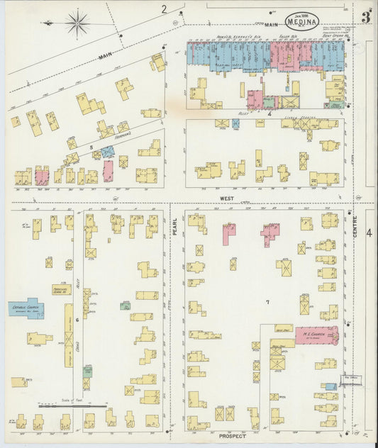 Sanborn Fire Insurance Map from Medina, Orleans County, New York (1898), Sheet #0003 - Historic Sanborn Fire Insurance Map Print, vintage old map wall art, antique decor, genealogy gift, New York New York map