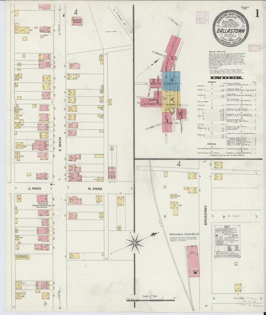 Sanborn Fire Insurance Map from Dallastown, York County, Pennsylvania (1908), Sheet #0001 - Historic Sanborn Fire Insurance Map Print, vintage old map wall art, antique decor, genealogy gift, Pennsylvania Pennsylvania map