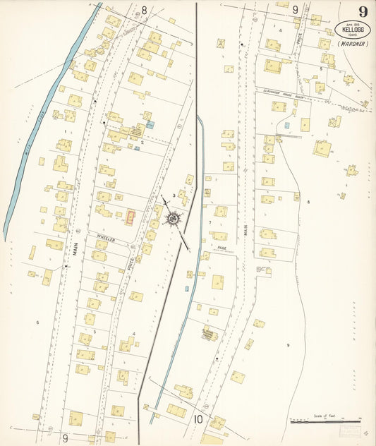 Sanborn Fire Insurance Map from Kellogg, Shoshone County, Idaho (1915), Sheet #0009 - Historic Sanborn Fire Insurance Map Print, vintage old map wall art, antique decor, genealogy gift, Idaho Idaho map