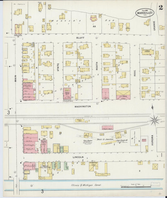 Sanborn Fire Insurance Map from Marseilles, La Salle County, Illinois (1898), Sheet #0002 - Historic Sanborn Fire Insurance Map Print, vintage old map wall art, antique decor, genealogy gift, Illinois Illinois map