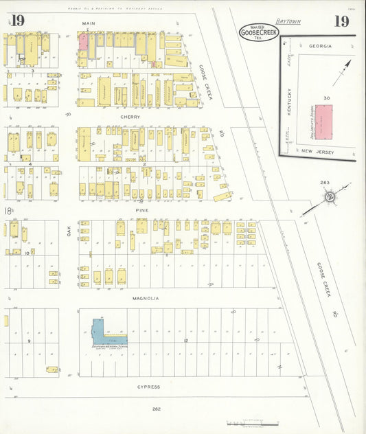 Sanborn Fire Insurance Map from Goose Creek, Harris County, Texas (1931), Sheet #0019 - Historic Sanborn Fire Insurance Map Print, vintage old map wall art, antique decor, genealogy gift, Texas Texas map