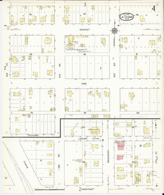 Sanborn Fire Insurance Map from La Cynge, Linn County, Kansas (1913), Sheet #0004 - Historic Sanborn Fire Insurance Map Print, vintage old map wall art, antique decor, genealogy gift, Kansas Kansas map