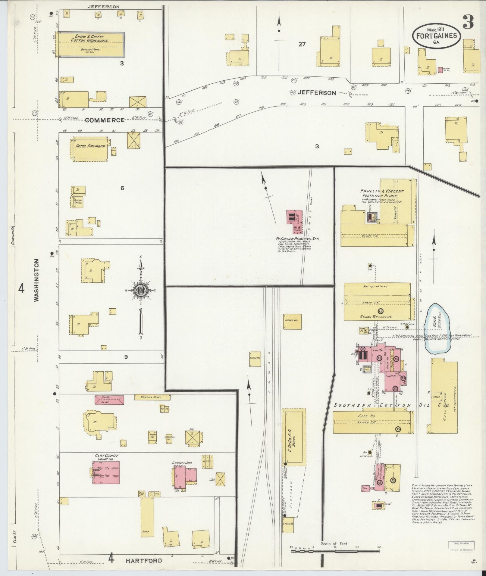 Sanborn Fire Insurance Map from Fort Gaines, Clay County, Georgia (1911), Sheet #0003 - Complete Map Set gallery image, historic Sanborn map, vintage wall art, Georgia Georgia
