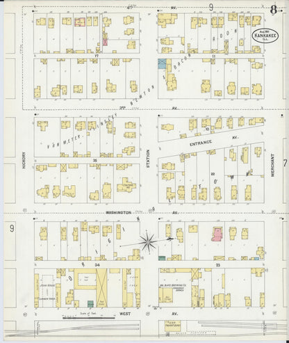 Sanborn Fire Insurance Map from Kankakee, Kankakee County, Illinois (1901), Sheet #0008 - Complete Map Set gallery image, historic Sanborn map, vintage wall art, Illinois Illinois