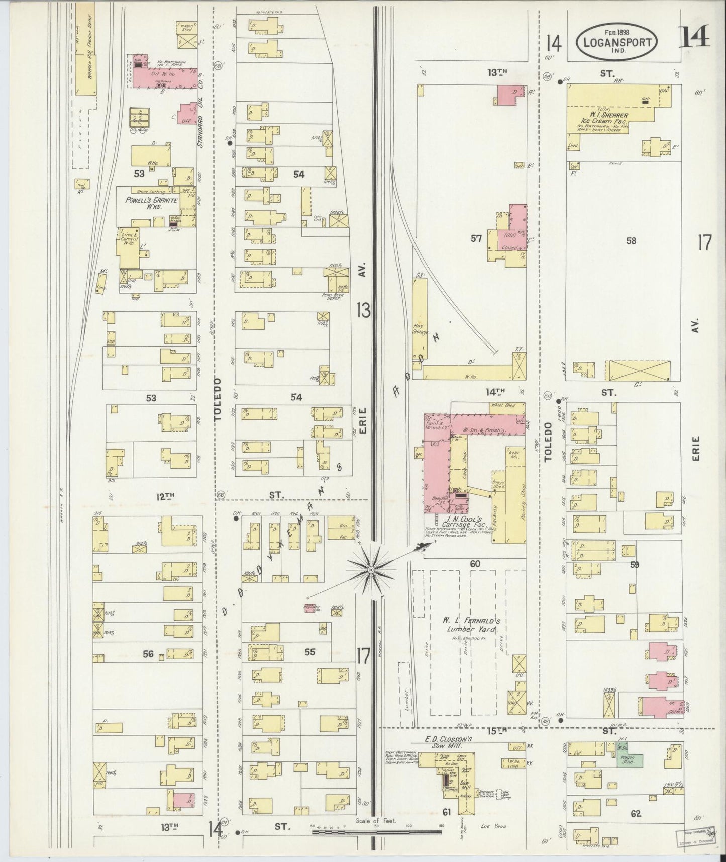 Sanborn Fire Insurance Map from Logansport, Cass County, Indiana (1898), Sheet #0014 - Complete Map Set gallery image, historic Sanborn map, vintage wall art, Indiana Indiana