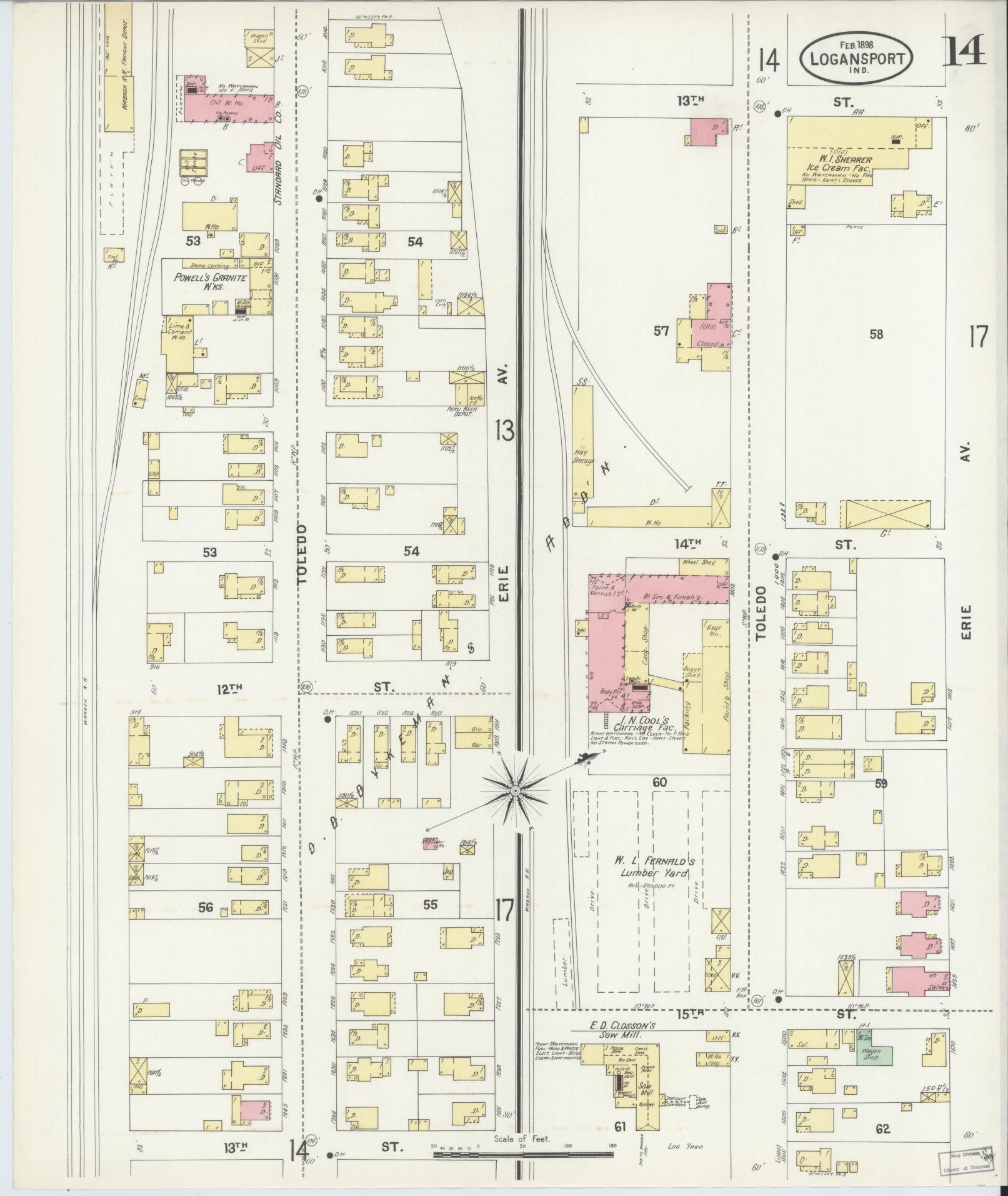 Sanborn Fire Insurance Map from Logansport, Cass County, Indiana (1898), Sheet #0014 - Complete Map Set gallery image, historic Sanborn map, vintage wall art, Indiana Indiana