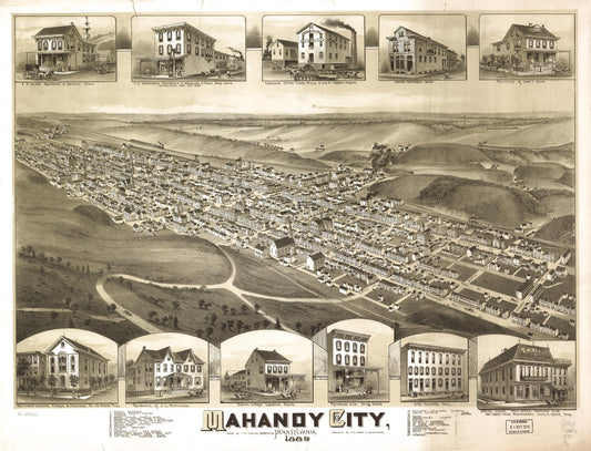 Mahanoy City, Pennsylvania. (1889) – Historic Bird’s-Eye View Panorama Print