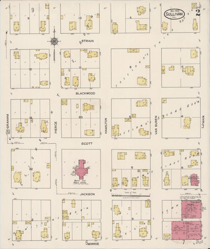 Sanborn Fire Insurance Map from Sullivan, Moultrie County, Illinois (1922), Sheet #0002 - Complete Map Set gallery image, historic Sanborn map, vintage wall art, Illinois Illinois