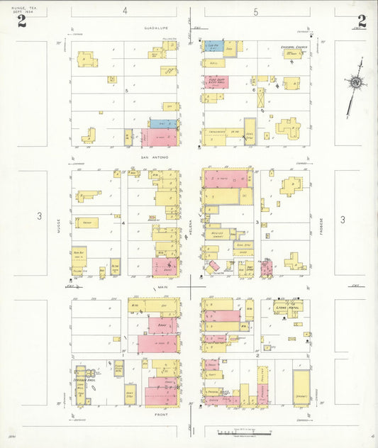 Sanborn Fire Insurance Map from Runge, Karnes County, Texas (1934), Sheet #0002 - Historic Sanborn Fire Insurance Map Print, vintage old map wall art, antique decor, genealogy gift, Texas Texas map
