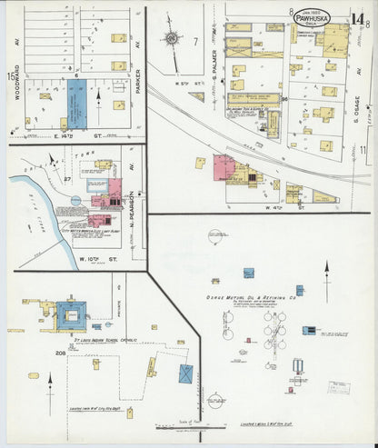 Sanborn Fire Insurance Map from Pawhuska, Osage County, Oklahoma (1920), Sheet #0014 - Complete Map Set gallery image, historic Sanborn map, vintage wall art, Oklahoma Oklahoma
