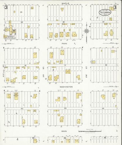 Sanborn Fire Insurance Map from Tecumseh, Pottawatomie County, Oklahoma (1926), Sheet #0003 - Complete Map Set gallery image, historic Sanborn map, vintage wall art, Oklahoma Oklahoma