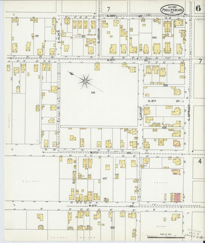 Sanborn Fire Insurance Map from Philipsburg, Centre County, Pennsylvania (1904), Sheet #0006 - Historic Sanborn Fire Insurance Map Print, vintage old map wall art, antique decor, genealogy gift, Pennsylvania Pennsylvania map