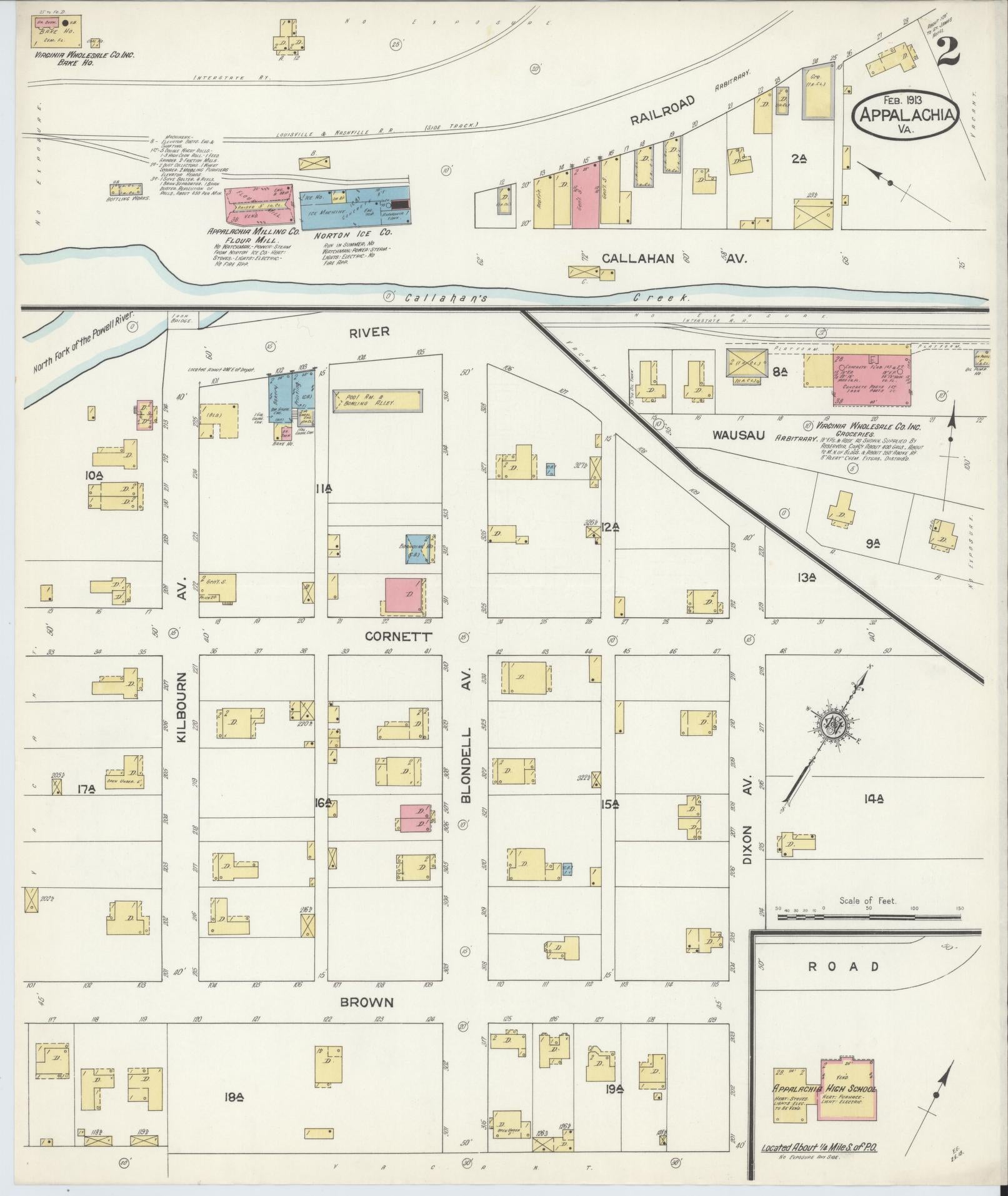 Sanborn Fire Insurance Map from Appalachia, Wise County, Virginia (1913), Sheet #0002 - Complete Map Set gallery image, historic Sanborn map, vintage wall art, Virginia Virginia