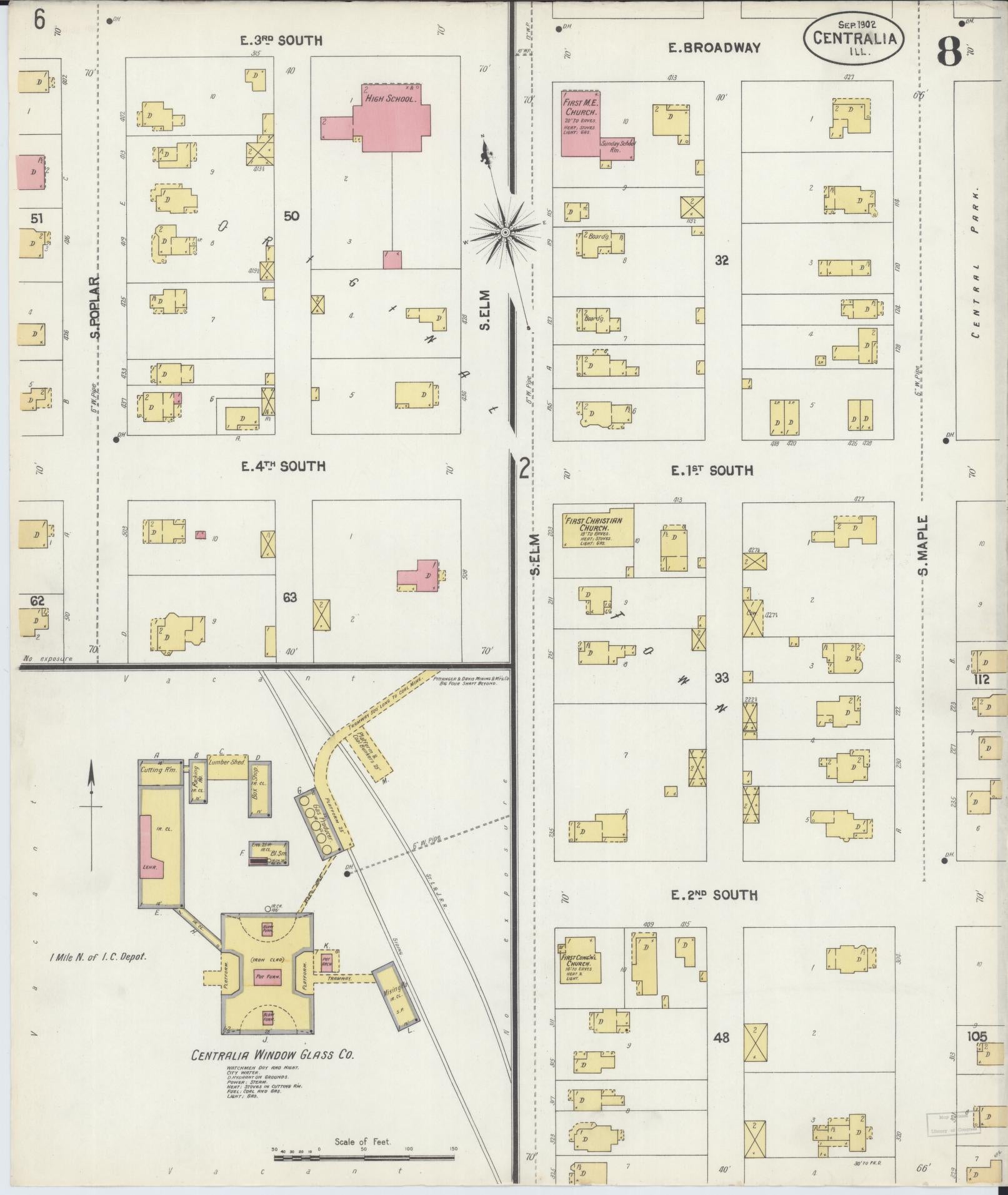 Sanborn Fire Insurance Map from Centralia, Marion, Clinton, Jefferson, and Washington Counties, Illinois (1902), Sheet #0008 - Complete Map Set gallery image, historic Sanborn map, vintage wall art, Illinois Illinois