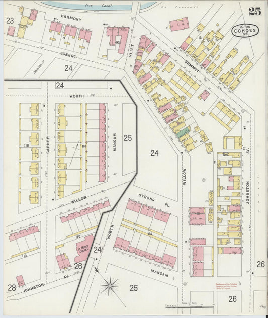 Sanborn Fire Insurance Map from Cohoes, Albany County, New York (1896), Sheet #0025 - Historic Sanborn Fire Insurance Map Print, vintage old map wall art, antique decor, genealogy gift, New York New York map