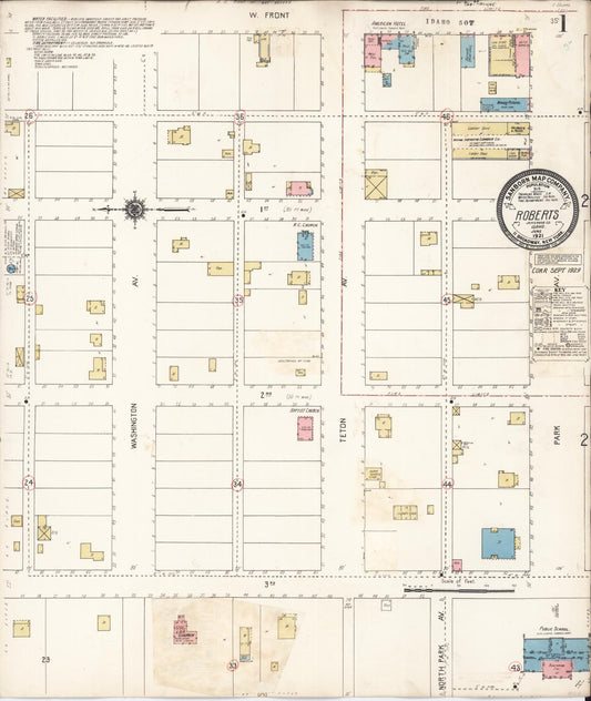 Sanborn Fire Insurance Map from Roberts, Jefferson County, Idaho (1929), Sheet #0001 - Complete Map Set gallery image, historic Sanborn map, vintage wall art, Idaho Idaho