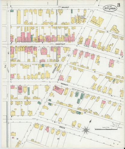 Sanborn Fire Insurance Map from Mifflinburg, Union County, Pennsylvania (1901), Sheet #0003 - Historic Sanborn Fire Insurance Map Print, vintage old map wall art, antique decor, genealogy gift, Pennsylvania Pennsylvania map