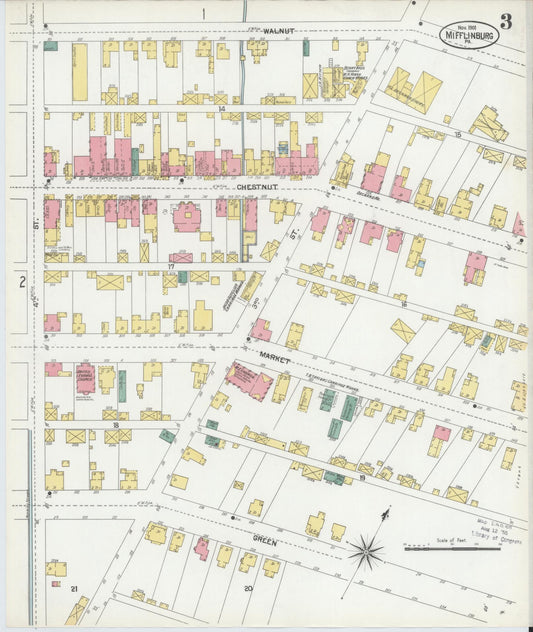 Sanborn Fire Insurance Map from Mifflinburg, Union County, Pennsylvania (1901), Sheet #0003 - Historic Sanborn Fire Insurance Map Print, vintage old map wall art, antique decor, genealogy gift, Pennsylvania Pennsylvania map
