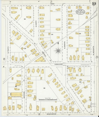 Sanborn Fire Insurance Map from Olean, Cattaraugus County, New York (1904), Sheet #0019 - Complete Map Set gallery image, historic Sanborn map, vintage wall art, New York New York