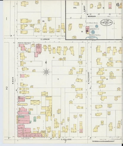 Sanborn Fire Insurance Map from Oberlin, Lorain County, Ohio (1897), Sheet #0006 - Historic Sanborn Fire Insurance Map Print, vintage old map wall art, antique decor, genealogy gift, Ohio Ohio map