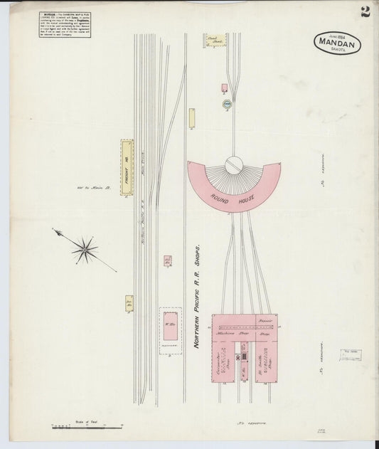 Sanborn Fire Insurance Map from Mandan, Morton County, North Dakota (1884), Sheet #0002 - Historic Sanborn Fire Insurance Map Print, vintage old map wall art, antique decor, genealogy gift, North Dakota North Dakota map