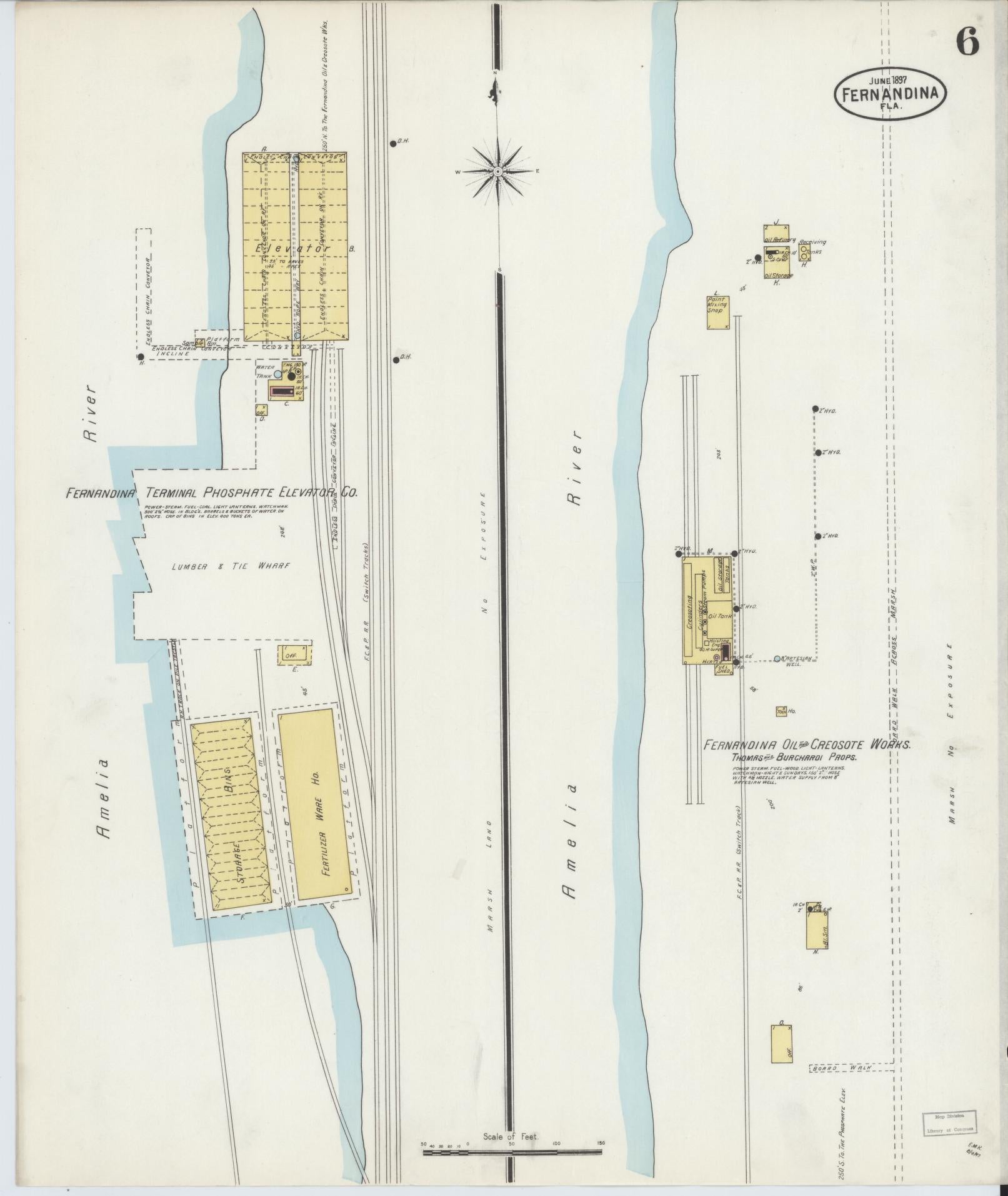 Sanborn Fire Insurance Map from Fernandina, Nassau County, Florida (1897), Sheet #0006 - Complete Map Set gallery image, historic Sanborn map, vintage wall art, Florida Florida