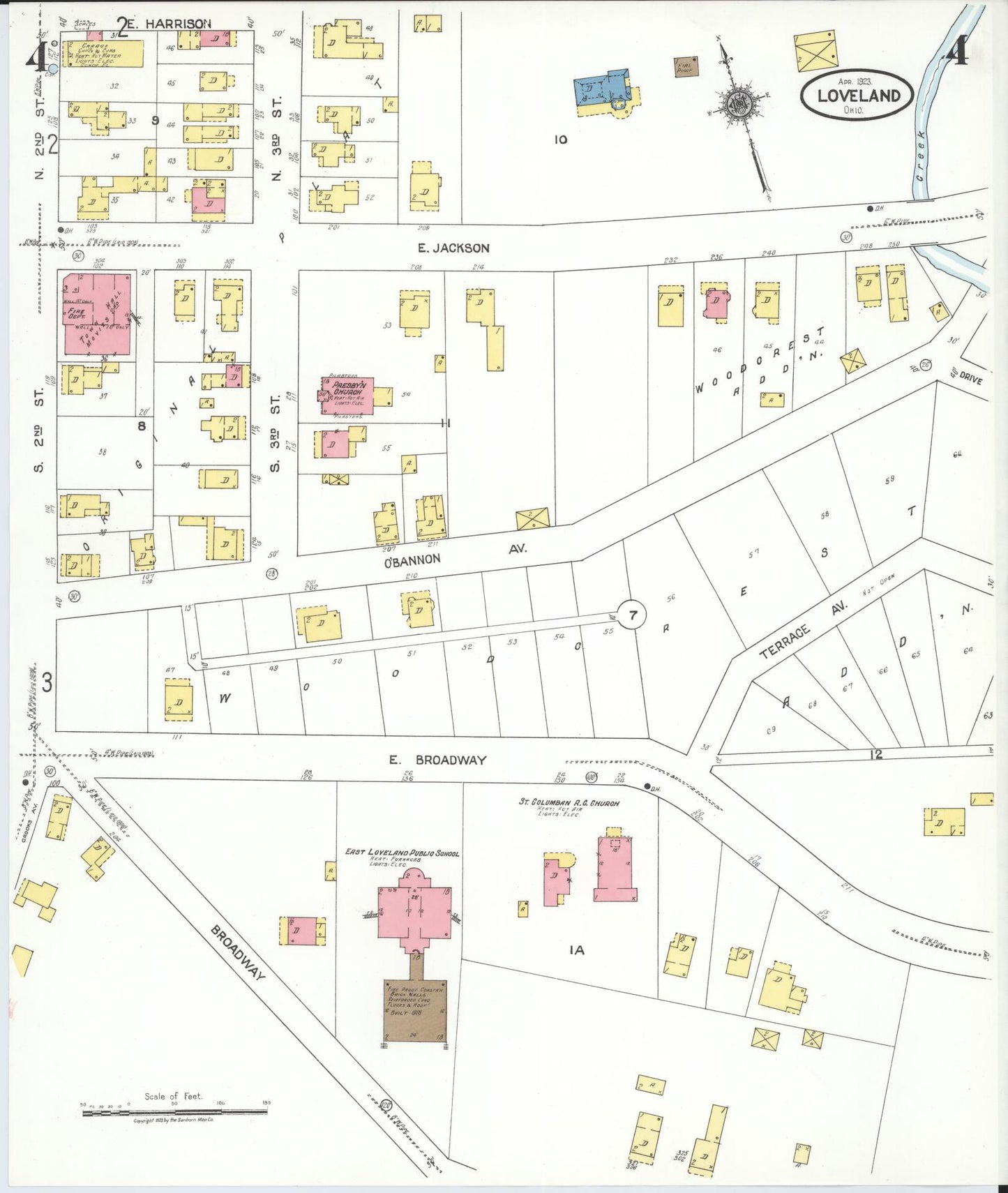 Sanborn Fire Insurance Map from Loveland, Clermont, Hamilton, And Warren County, Ohio (1923), Sheet #0004 - Complete Map Set gallery image, historic Sanborn map, vintage wall art, Ohio Ohio