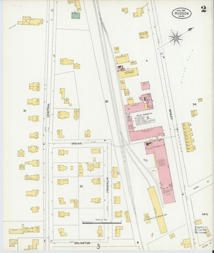 Sanborn Fire Insurance Map from Hudson, Middlesex County, Massachusetts (1903), Sheet #0002 - Historic Sanborn Fire Insurance Map Print, vintage old map wall art, antique decor, genealogy gift, Massachusetts Massachusetts map
