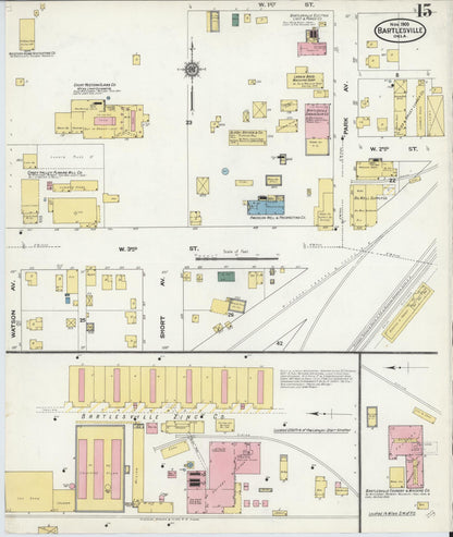 Sanborn Fire Insurance Map from Bartlesville, Washington County, Oklahoma (1909), Sheet #0015 - Complete Map Set gallery image, historic Sanborn map, vintage wall art, Oklahoma Oklahoma