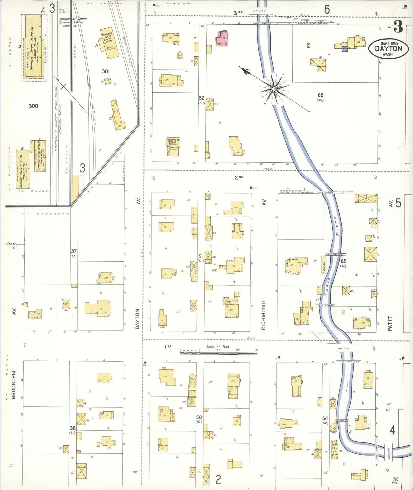 Sanborn Fire Insurance Map from Dayton, Columbia County, Washington (1909), Sheet #0003 - Complete Map Set gallery image, historic Sanborn map, vintage wall art, Washington Washington