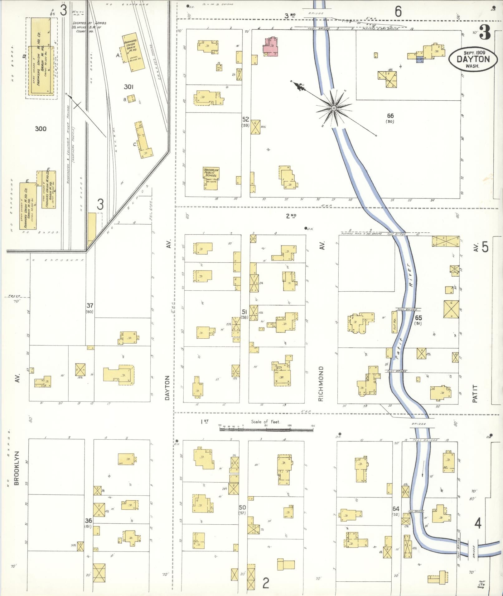 Sanborn Fire Insurance Map from Dayton, Columbia County, Washington (1909), Sheet #0003 - Complete Map Set gallery image, historic Sanborn map, vintage wall art, Washington Washington